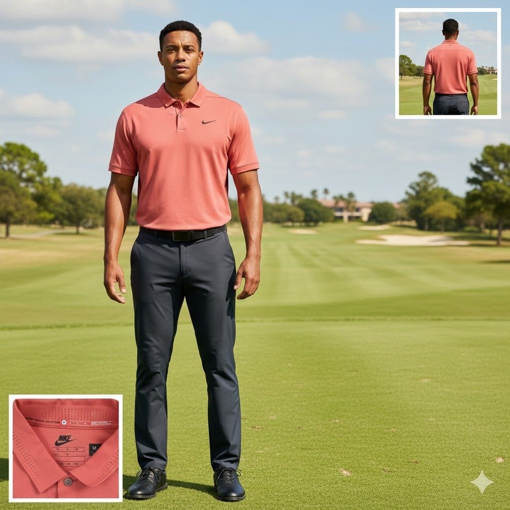 Nike Dri Fit Tiger Woods Collection Polo Shirt Men's Medium Red